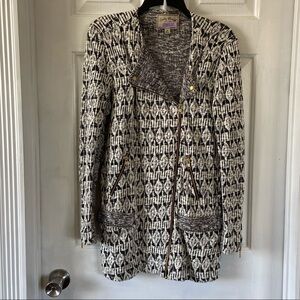 Lucky Brand Knit Jacket Black & White Long Size M